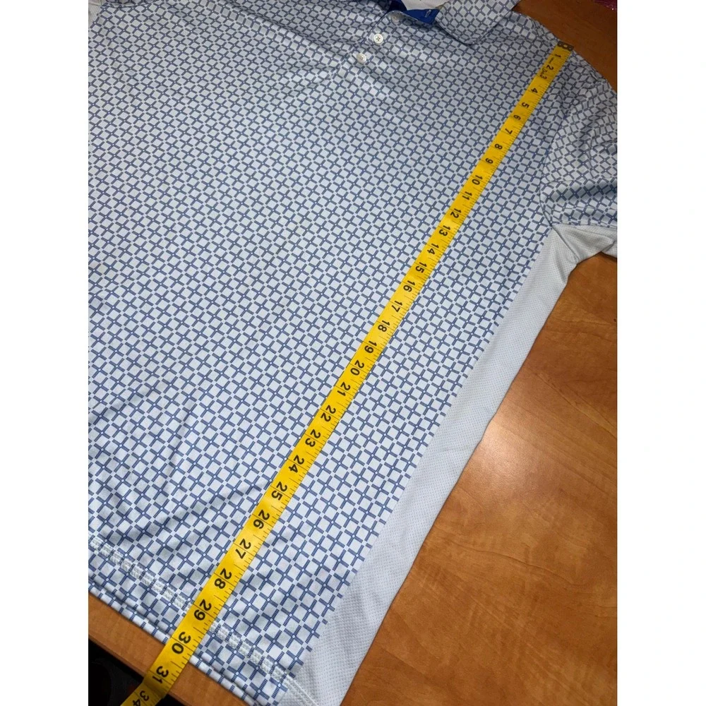 Adidas ClimaCool Mens XL Golf Polo Shirt Blue White Geometric Grid Performance
